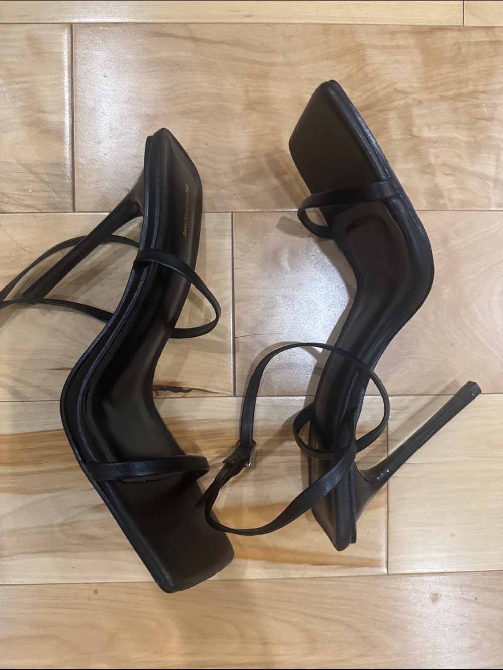 Pretty Little Thing Black Square Toe Heels